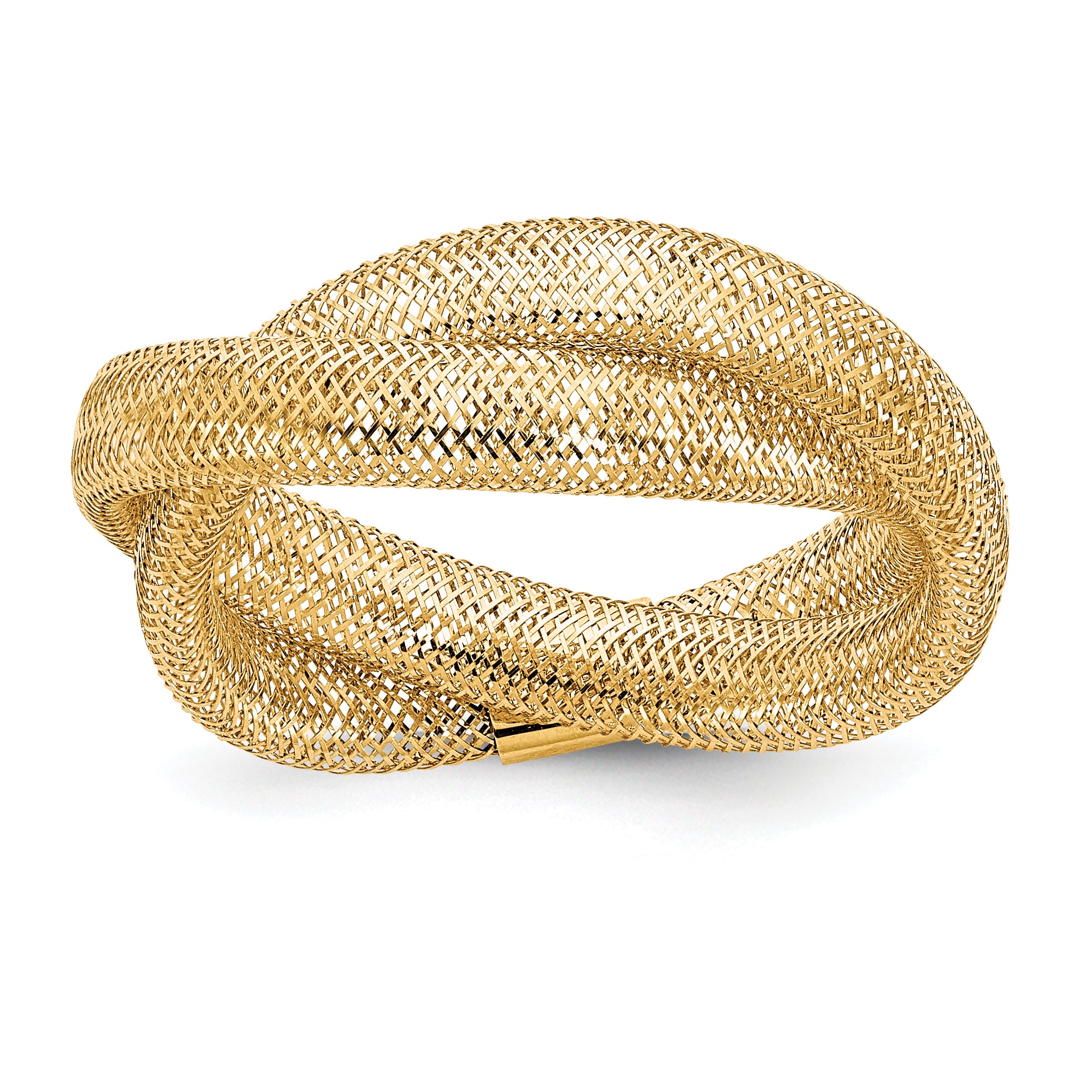 14K Yellow Gold Twisted Woven Mesh Stretch Ring