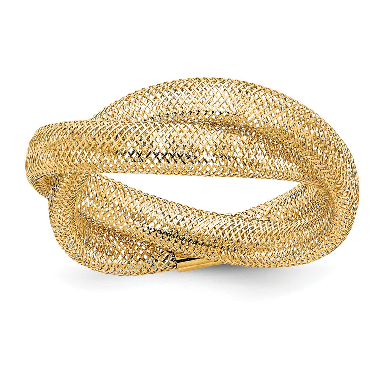 14K Yellow Gold Twisted Woven Mesh Stretch Ring