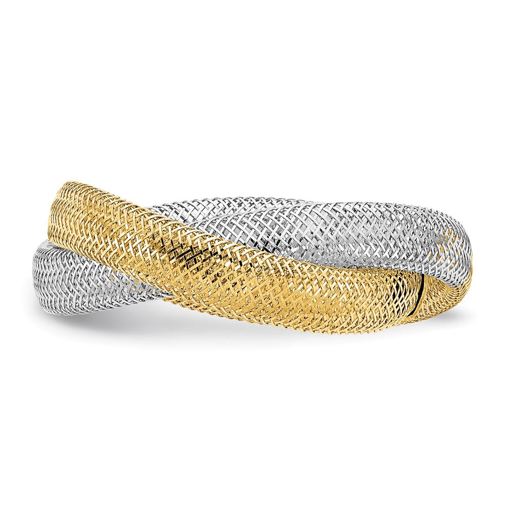 14K Yellow & Rhodium With Woven Mesh Stretch Ring
