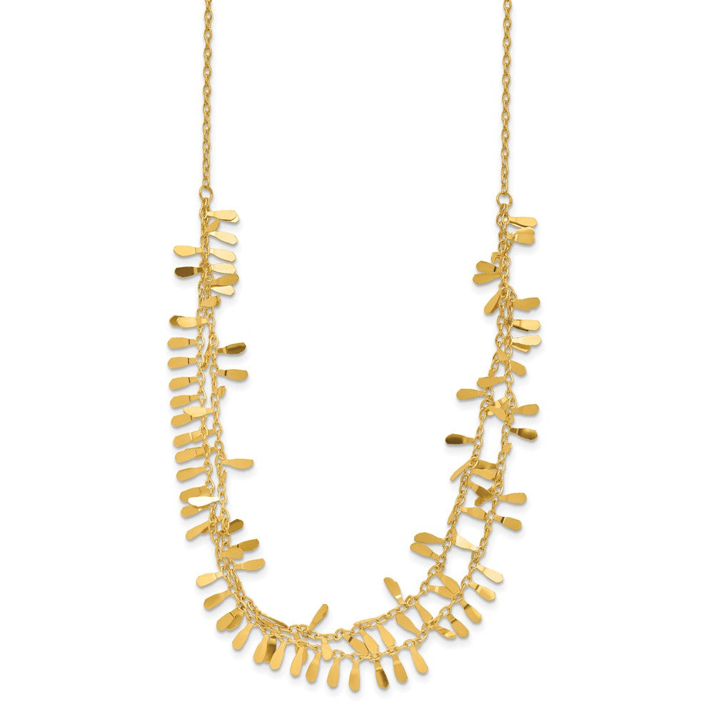14K Yellow Gold Polished Double Strand Fancy Link W/2 In Ext. Necklace