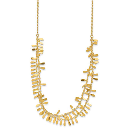 14K Yellow Gold Polished Double Strand Fancy Link W/2 In Ext. Necklace