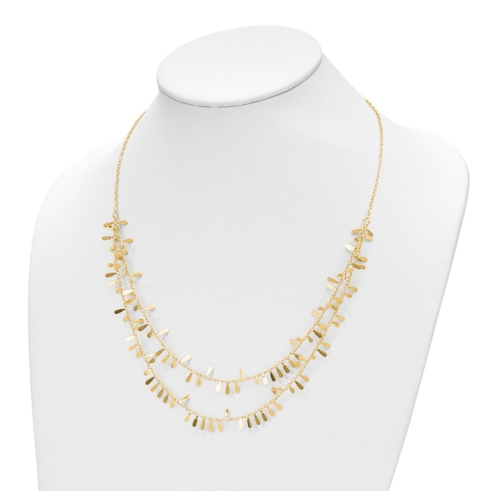 14K Yellow Gold Polished Double Strand Fancy Link W/2 In Ext. Necklace