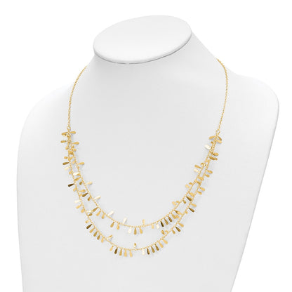 14K Yellow Gold Polished Double Strand Fancy Link W/2 In Ext. Necklace