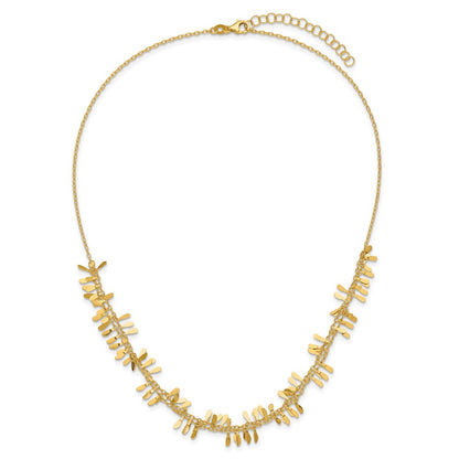 14K Yellow Gold Polished Double Strand Fancy Link W/2 In Ext. Necklace