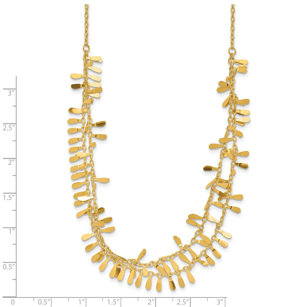 14K Yellow Gold Polished Double Strand Fancy Link W/2 In Ext. Necklace