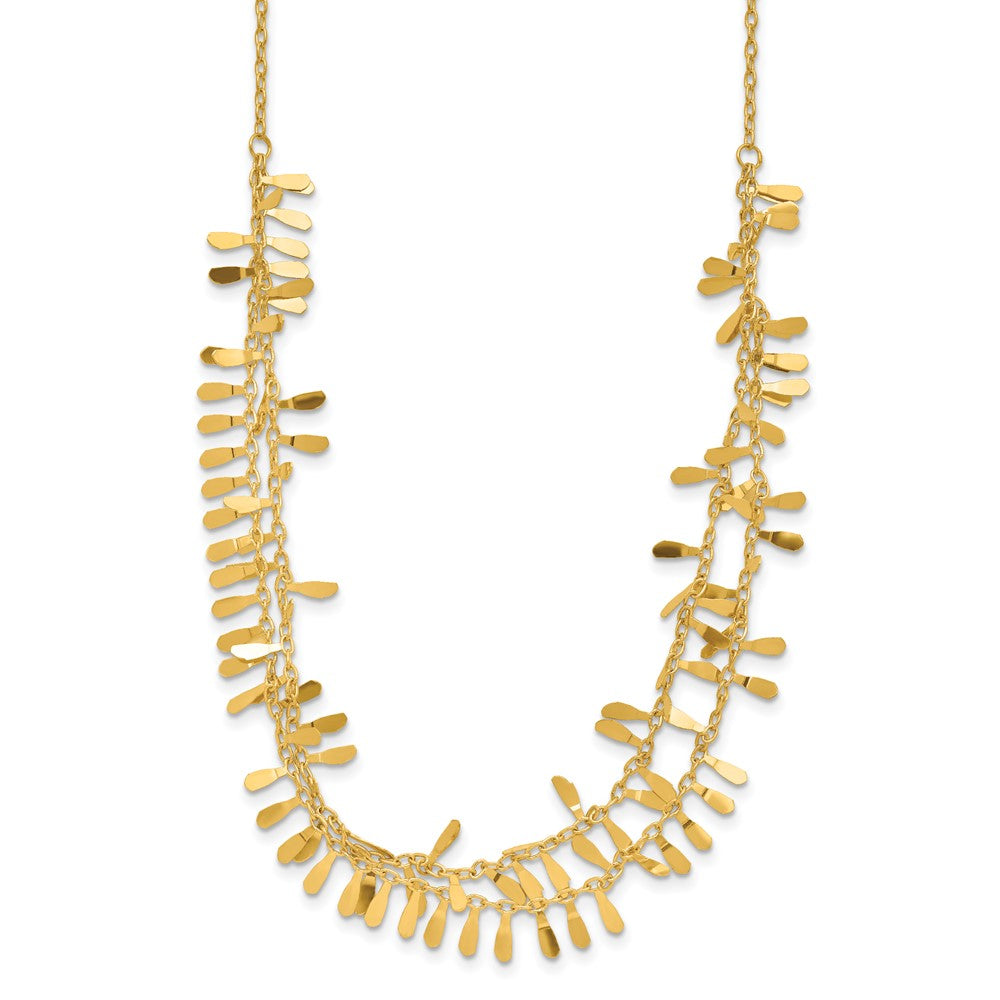 14K Yellow Gold Polished Double Strand Fancy Link W/2 In Ext. Necklace