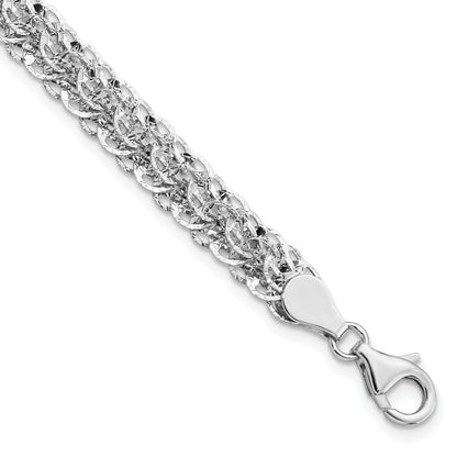 7.5 Inch 14K White Polished D/C Fancy Link Bracelet