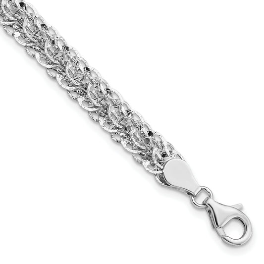 7.5 Inch 14K White Polished D/C Fancy Link Bracelet