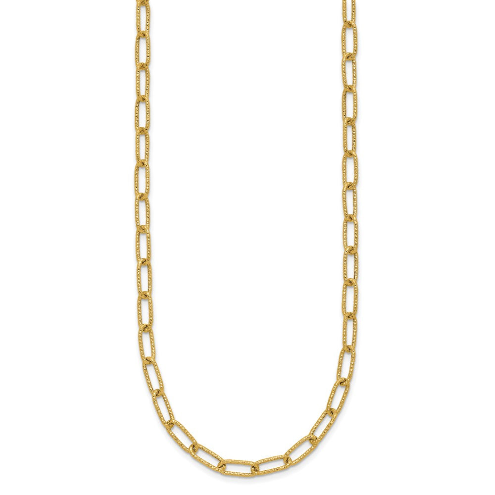 14K Yellow Gold Textured Open Link Necklace