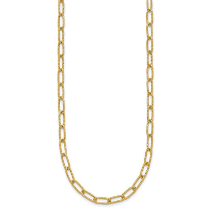 14K Yellow Gold Textured Open Link Necklace