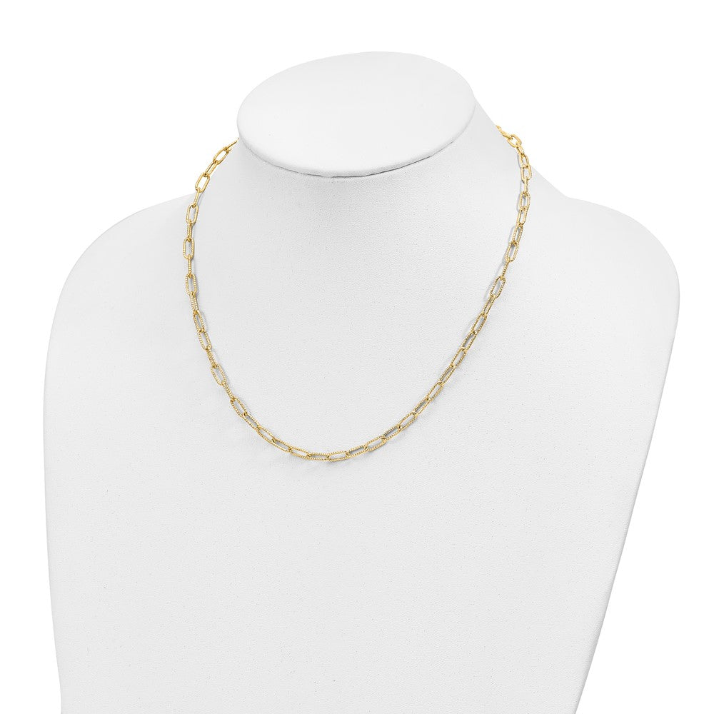 14K Yellow Gold Textured Open Link Necklace