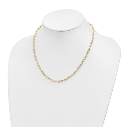 14K Yellow Gold Textured Open Link Necklace