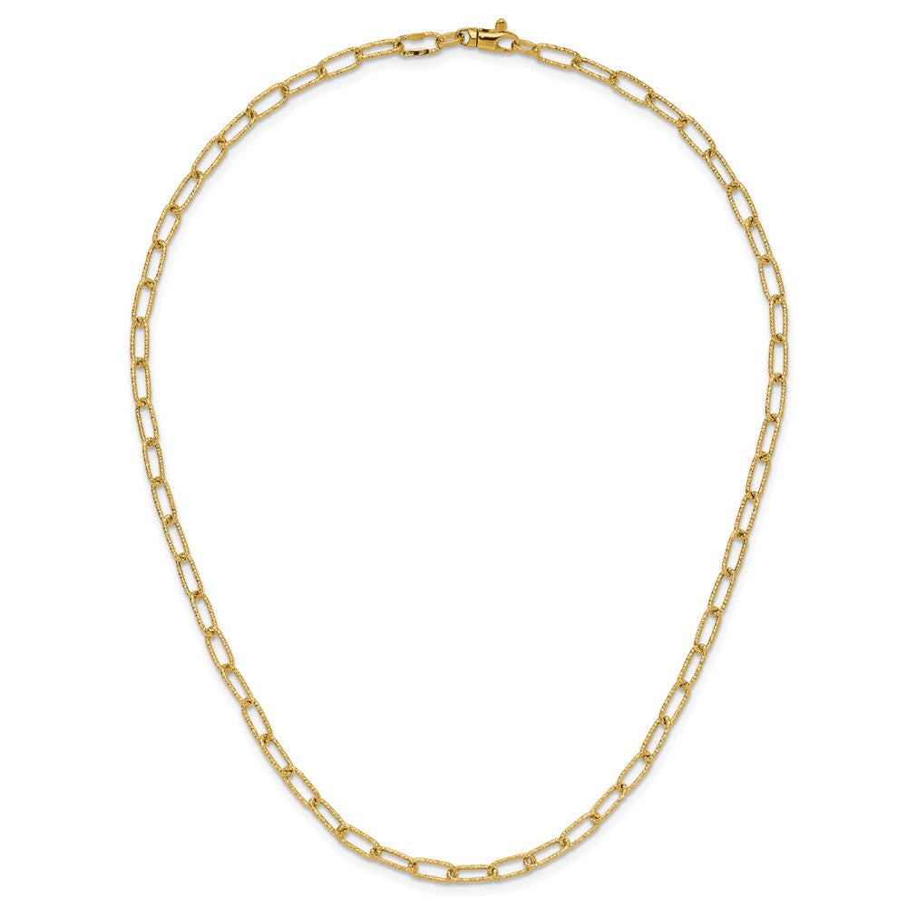 14K Yellow Gold Textured Open Link Necklace