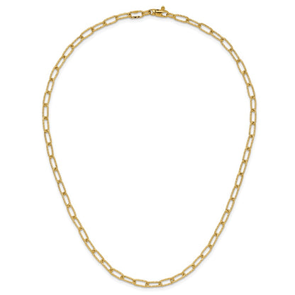14K Yellow Gold Textured Open Link Necklace