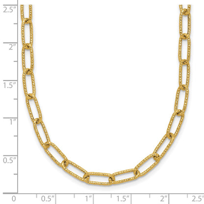 14K Yellow Gold Textured Open Link Necklace