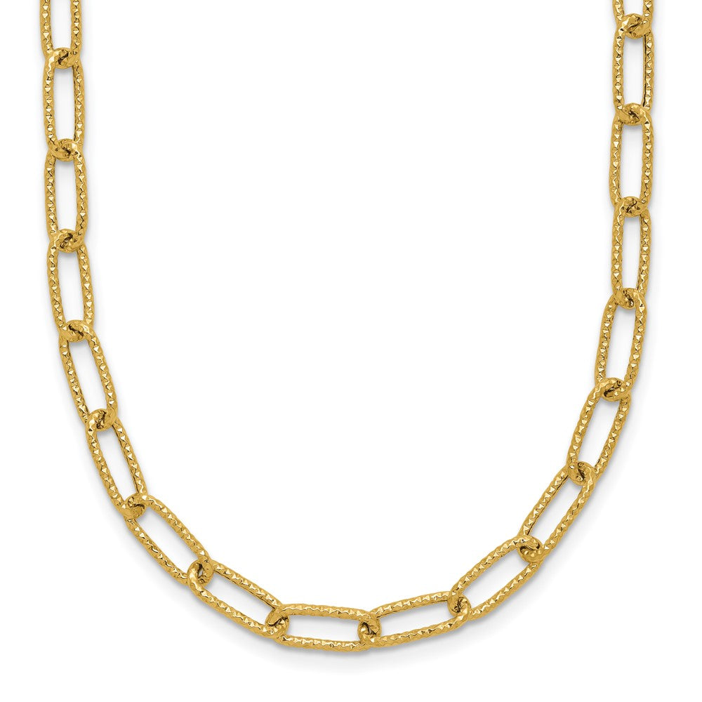 14K Yellow Gold Textured Open Link Necklace