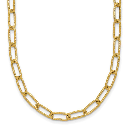 14K Yellow Gold Textured Open Link Necklace