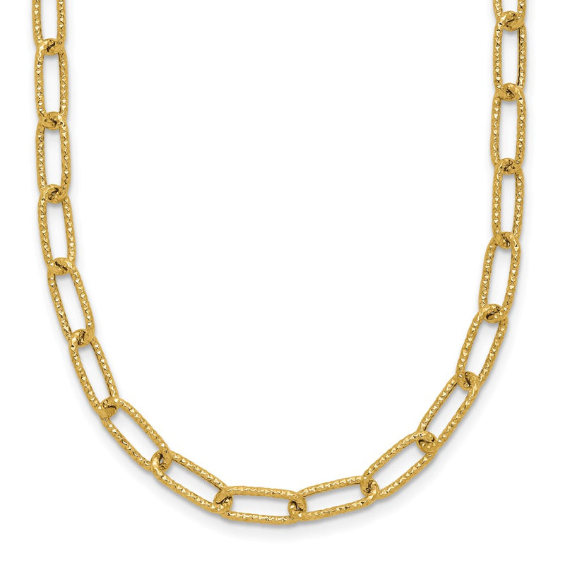 14K Yellow Gold Textured Open Link Necklace