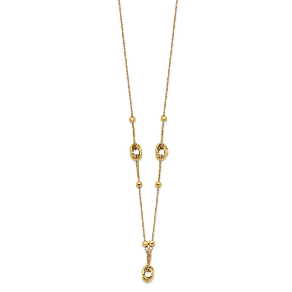 14K Yellow Gold Polished Bead And Link W/1.5 In Ext. Necklace