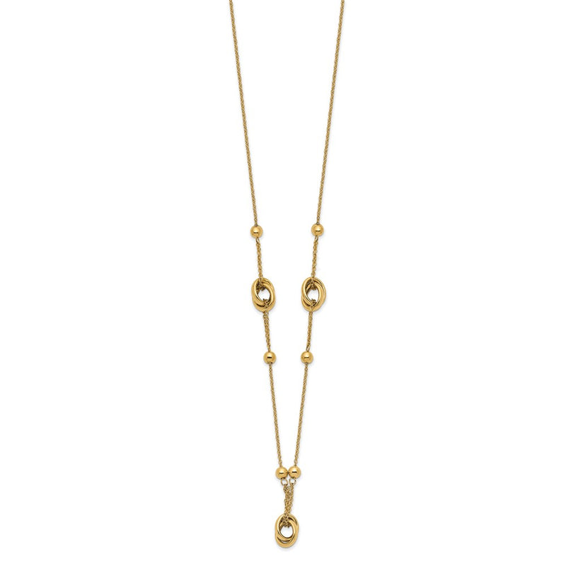 14K Yellow Gold Polished Bead And Link W/1.5 In Ext. Necklace