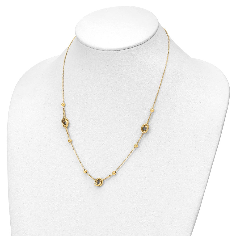 14K Yellow Gold Polished Bead And Link W/1.5 In Ext. Necklace