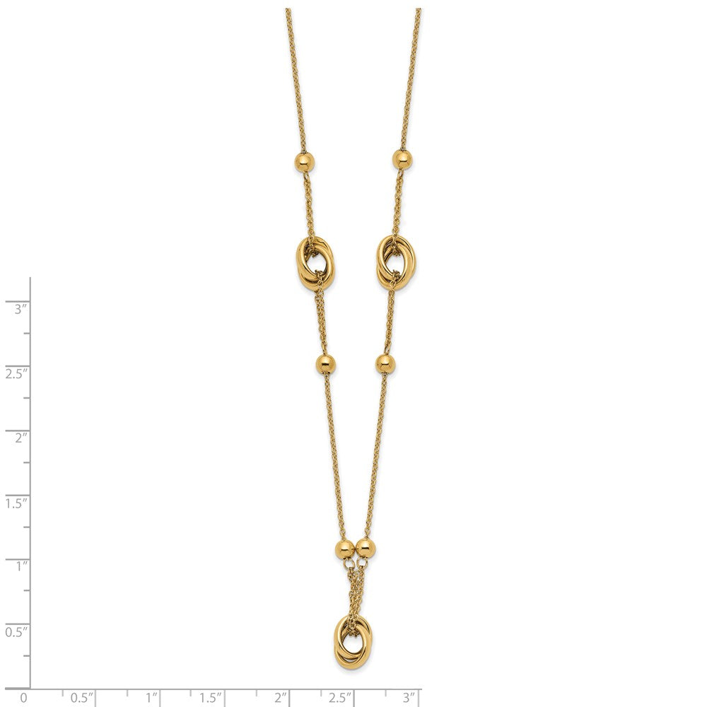 14K Yellow Gold Polished Bead And Link W/1.5 In Ext. Necklace