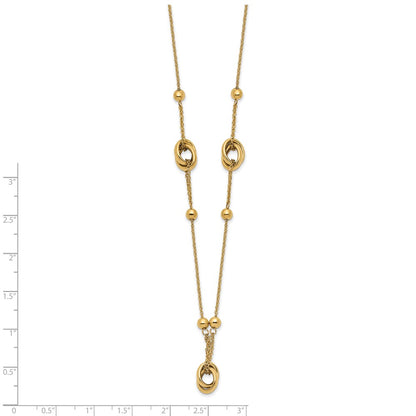14K Yellow Gold Polished Bead And Link W/1.5 In Ext. Necklace