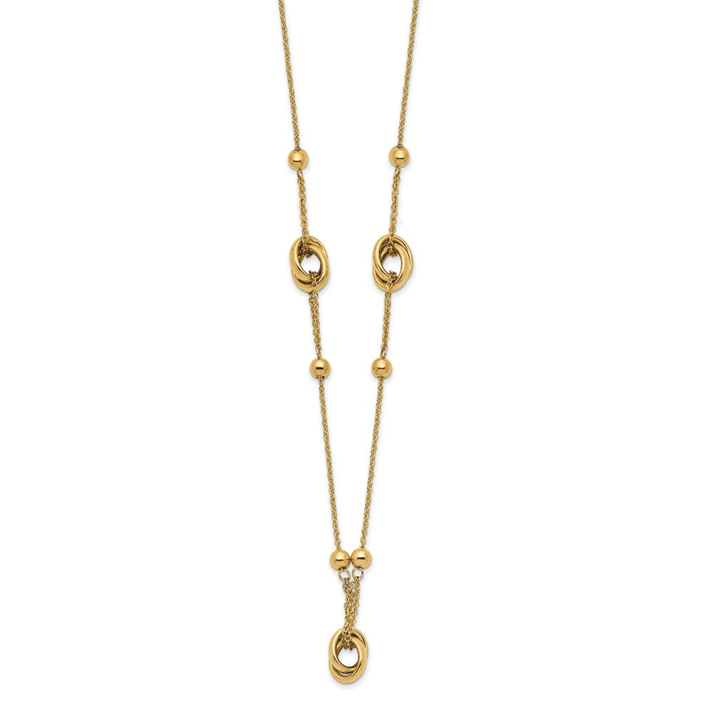 14K Yellow Gold Polished Bead And Link W/1.5 In Ext. Necklace
