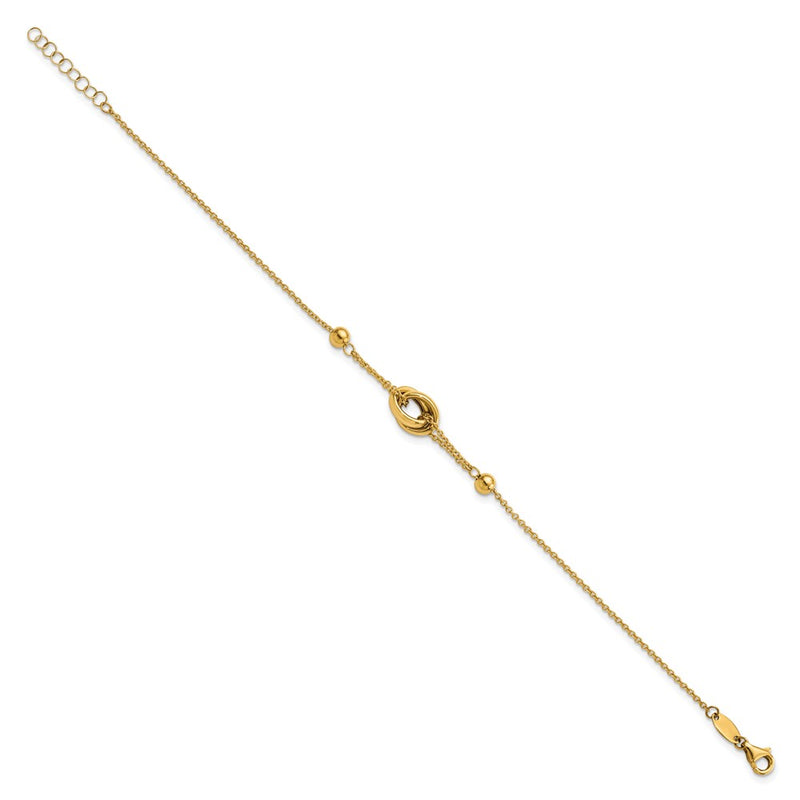 7.75 Inch 14K Polished Bead And Link W/.75 In Ext. Bracelet