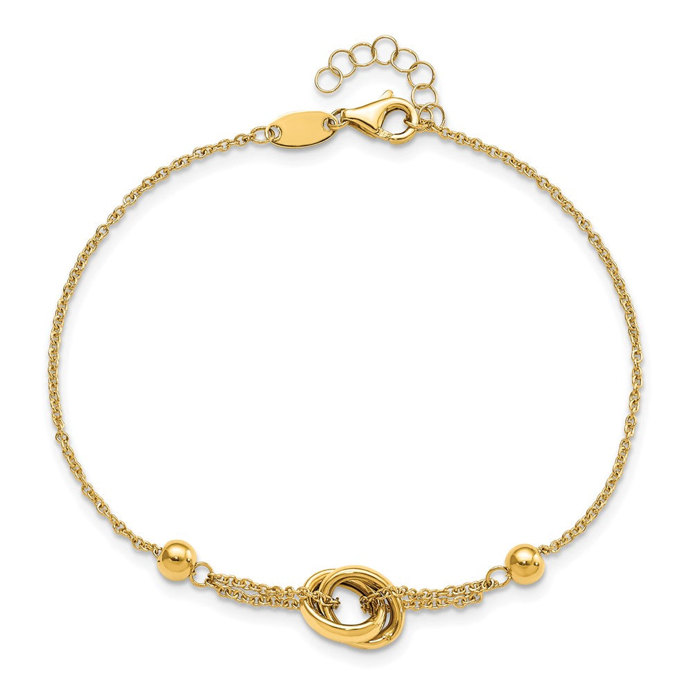 7.75 Inch 14K Polished Bead And Link W/.75 In Ext. Bracelet