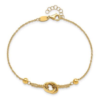 7.75 Inch 14K Polished Bead And Link W/.75 In Ext. Bracelet