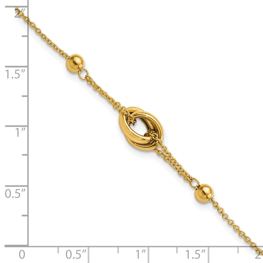7.75 Inch 14K Polished Bead And Link W/.75 In Ext. Bracelet