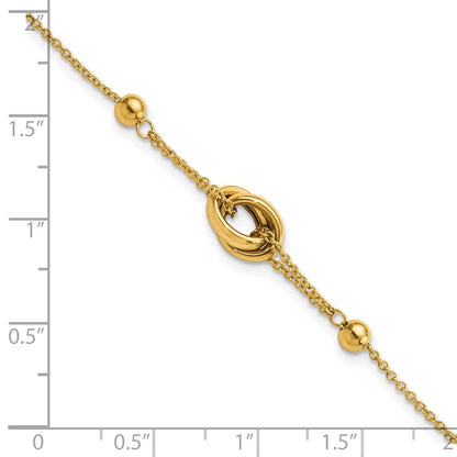 7.75 Inch 14K Polished Bead And Link W/.75 In Ext. Bracelet