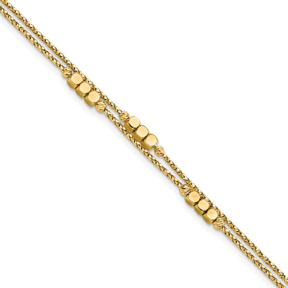 7.5 Inch 14K Polished D/C Beaded Double Strand Bracelet