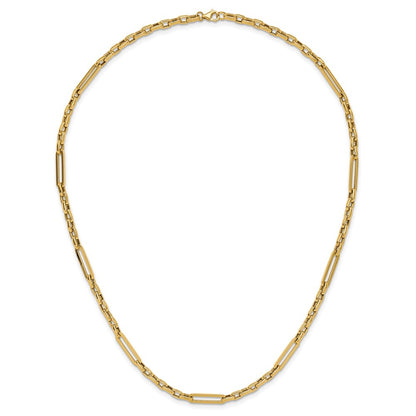 14K Yellow Gold Polished Fancy Link Chain Necklace