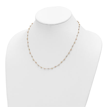14K Tri-Color Polished D/C Fancy Beaded 18In Necklace