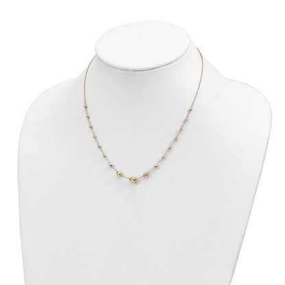 14K Yellow Gold Polished And Textured Beaded 17In Necklace