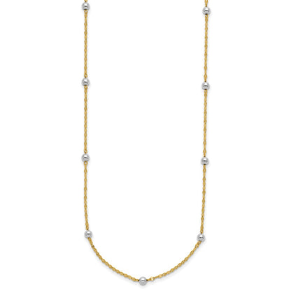 14K Two-Tone Two Tone Polished Bead Fancy Necklace