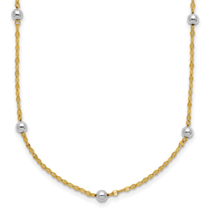 14K Two-Tone Two Tone Polished Bead Fancy Necklace