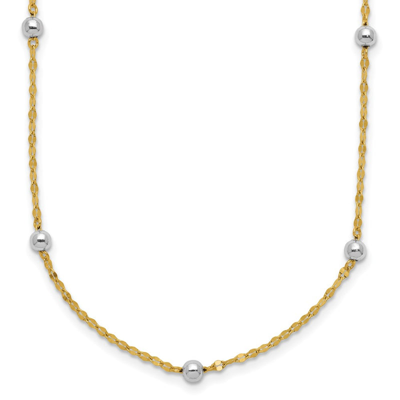 14K Two-Tone Two Tone Polished Bead Fancy Necklace