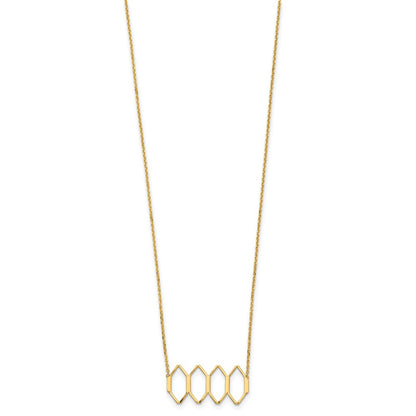 14K Yellow Gold Polished Fancy Shapes W/2 In Ext. Necklace