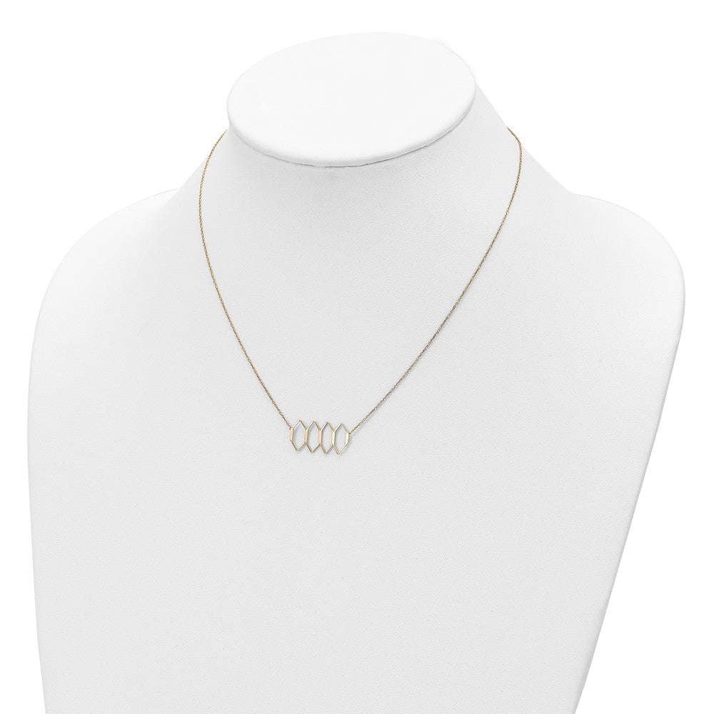 14K Yellow Gold Polished Fancy Shapes W/2 In Ext. Necklace