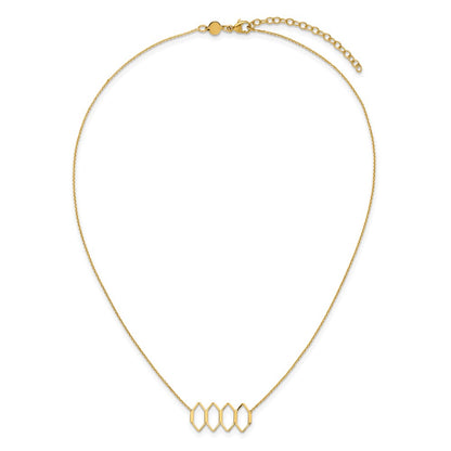 14K Yellow Gold Polished Fancy Shapes W/2 In Ext. Necklace