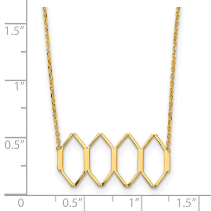 14K Yellow Gold Polished Fancy Shapes W/2 In Ext. Necklace
