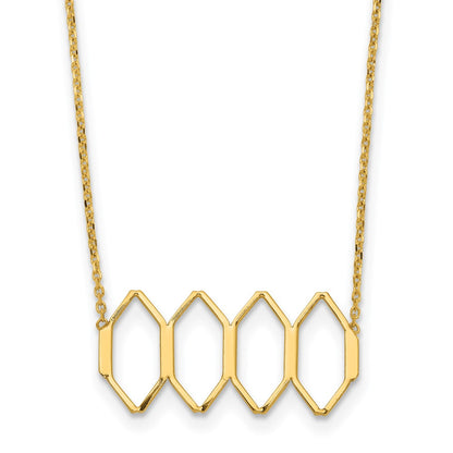 14K Yellow Gold Polished Fancy Shapes W/2 In Ext. Necklace