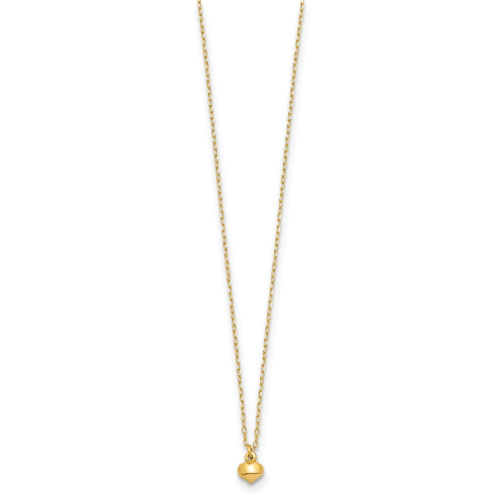 14K Yellow Gold Polished Puffed Heart 16.5 Inch Necklace