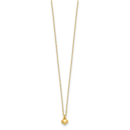 14K Yellow Gold Polished Puffed Heart 16.5 Inch Necklace