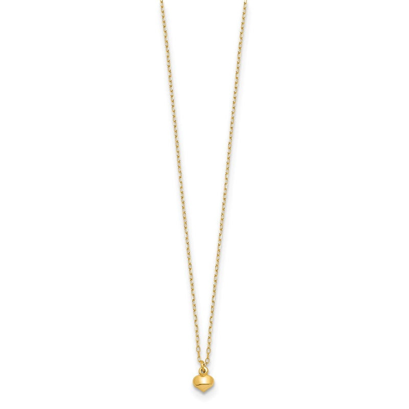 14K Yellow Gold Polished Puffed Heart 16.5 Inch Necklace