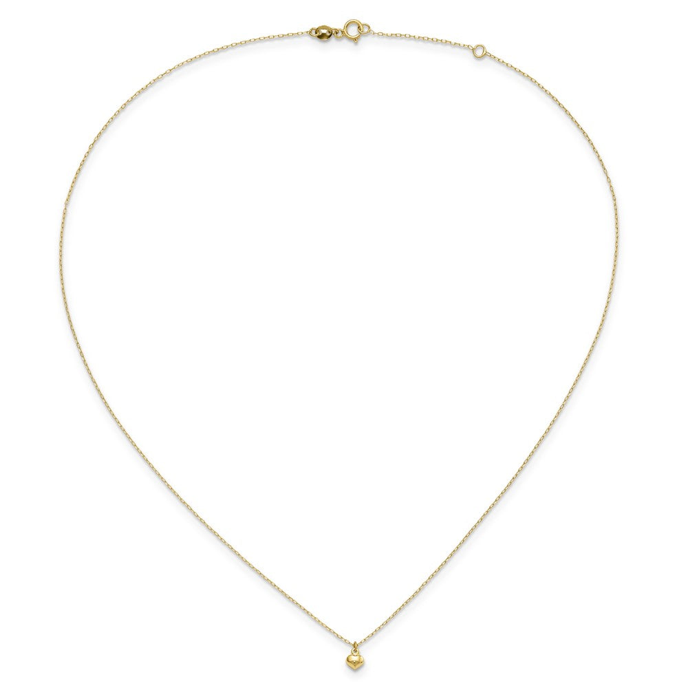 14K Yellow Gold Polished Puffed Heart 16.5 Inch Necklace