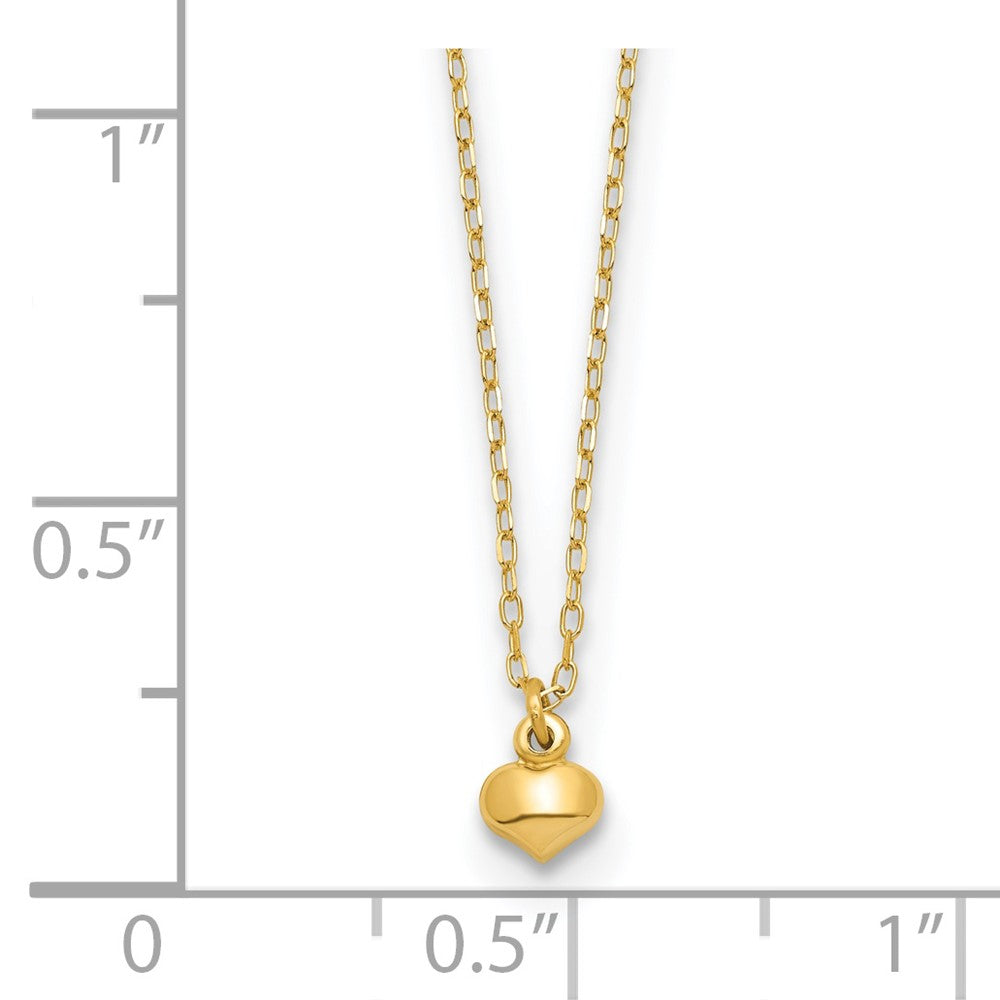 14K Yellow Gold Polished Puffed Heart 16.5 Inch Necklace